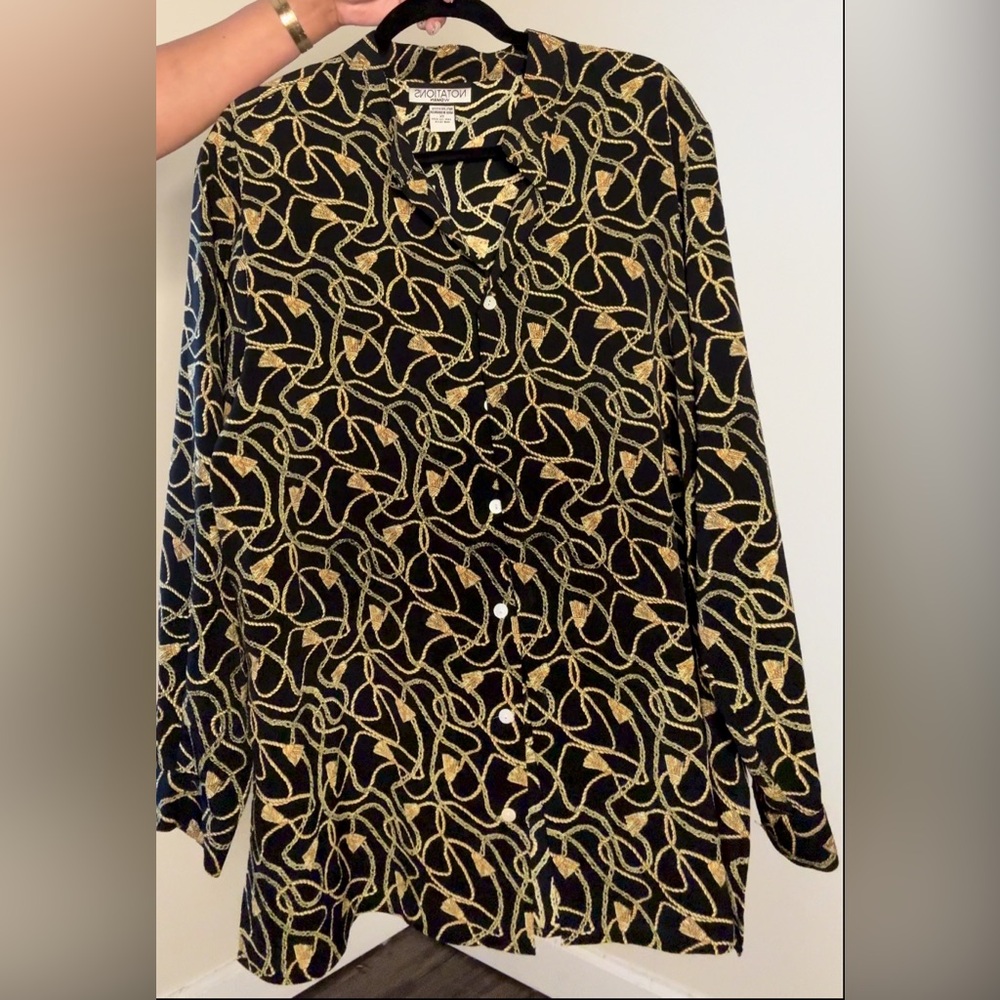 Vintage Tassel Button-Up Blouse